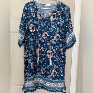 Blue and Pink Floral Dress